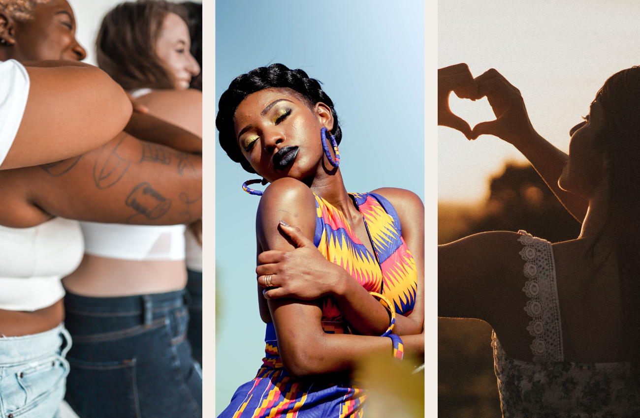 Self Love Women Hugging Self Love Yourself
