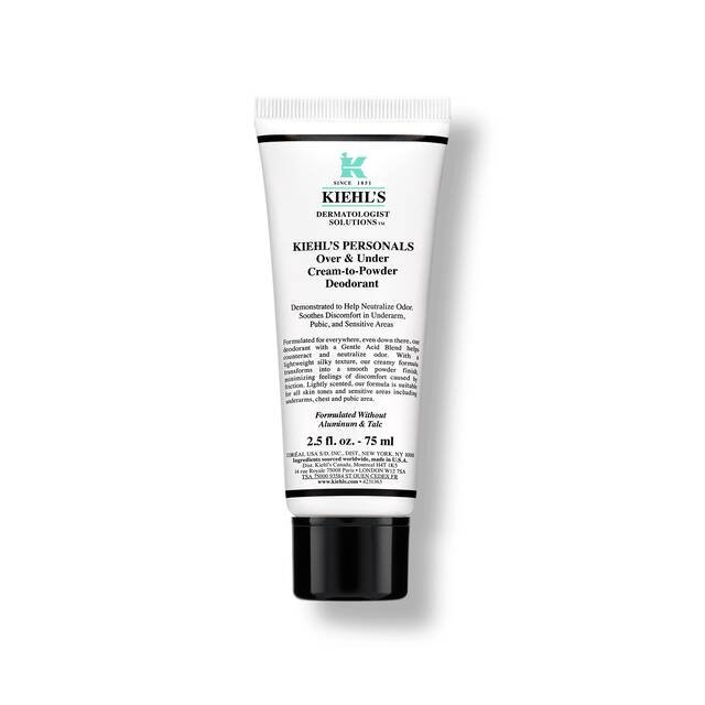 Kiehl's Over & Under Cream-to-Powder Deodorant tube against a white background