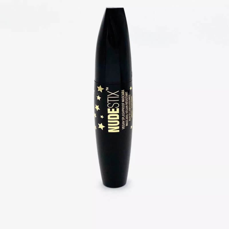 Black mascara tube with gold star designs and labelling from Nudestix