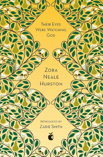 Cover of Their Eyes Were Watching God by Zora Neale Hurston, featuring a symmetrical pattern of green and gold leaves and small birds framing the title. The ornate, natural motifs echo the novel’s Southern setting and its focus on Janie Crawford’s journey toward love, voice, and self-realisation.